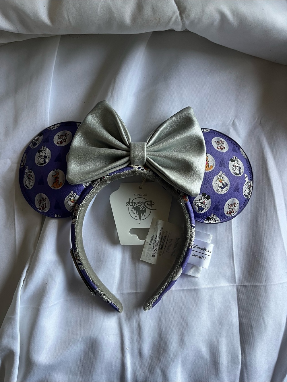 Disney Purple Character-Print Minnie Ear Headband with Silver Bow
